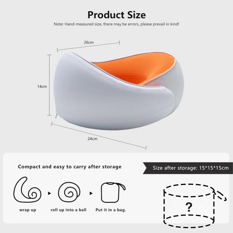 COIF Premium Memory Foam Travel Neck Pillow with Free Leather Storage Bag | Ergonomic 360° Support Headrest Cushion for Airplane, Car & Office | Perfect Travel Accessories for Men & Women (White) - Image 4