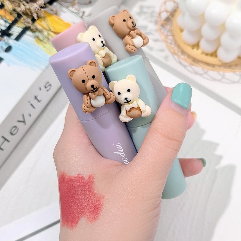 Little Cute Bear ~ Airy Lip Mud Lip Glaze Matte Matte Long-Lasting Non-Fading Waterproof Student Party Whitening Lipstick - Image 4