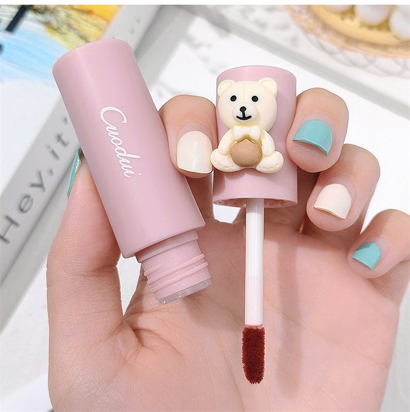 Little Cute Bear ~ Airy Lip Mud Lip Glaze Matte Matte Long-Lasting Non-Fading Waterproof Student Party Whitening Lipstick - Image 5