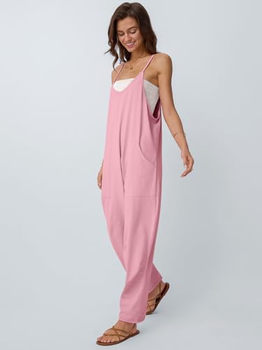 AUTOMET Jumpsuits for Women Casual Summer Outfits Rompers Comfy Beach Vacation Trendy Overalls Jumpers Fashion Clothes 2025 Pink S - Image 3