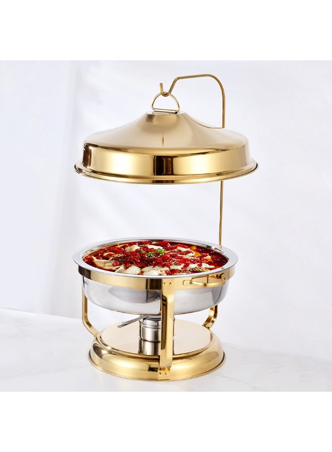 Morlife Stainless Steel Chafing Dish with Hanging Cover, Catering Buffet Warming Container Set Includes Food Pan, Water Pan, Fuel Holder, for Party Wedding Buffet Equipment，Gold - Image 2