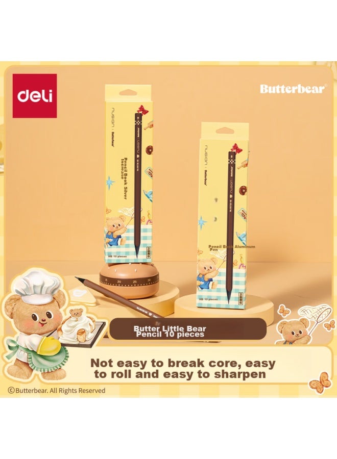ديلي Deli Niusai 10-pack قلم رصاص Butter Bear سداسي من الخشب الأسود - أقلام رصاص Hb للطلاب والأطفال، أدوات رسم Art Supplies Ns730-hb هدية العودة إلى المدرسة للطلاب - Image 1