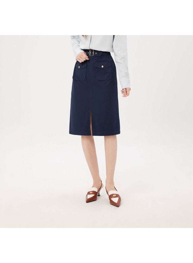 Hush Puppies تنورة A-line بسيطة وعملية وسهلة العناية بأسلوب العمل في الخريف - Image 3