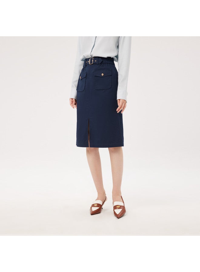 Hush Puppies تنورة A-line بسيطة وعملية وسهلة العناية بأسلوب العمل في الخريف - Image 4