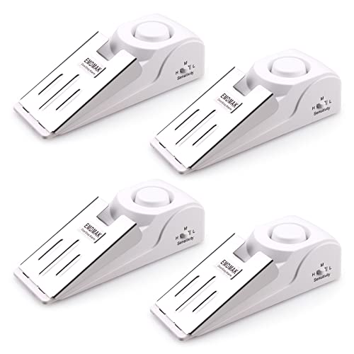 EMDMAK Door Stop Alarm with 120DB Siren Door Stop for Home & Travel (White) (Pack of 4) - Image 1