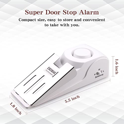 EMDMAK Door Stop Alarm with 120DB Siren Door Stop for Home & Travel (White) (Pack of 4) - Image 3