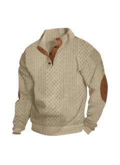 Generic 2024 CasualSweatshirt Mens Autumn/Winter Slimming Trendy Long Sleeve Knit Pullover Shirt Fitness Training Apparel Earthy yellow 
