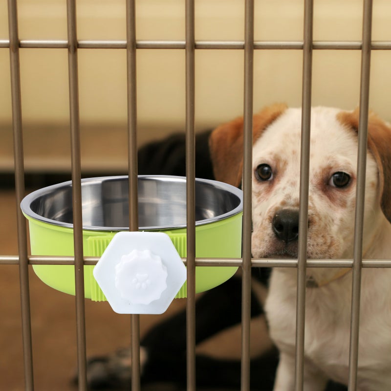 Pets Stainless Steel Type Puppy Cat Drinking Bowl Dog Bowl Portable Pet Water Dispenser Feeder Pet Supplies - Green - Image 3
