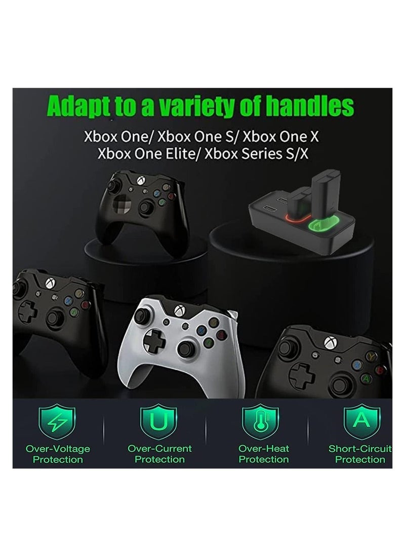 Rechargeable Battery Pack for Xbox Battery Pack Xbox One/S/X/Xbox One Elite/Xbox Series S/X, with 2 x 800mAh, USB Xbox One Controller Battery Charger Kit, Fast Charging, LED Indicator