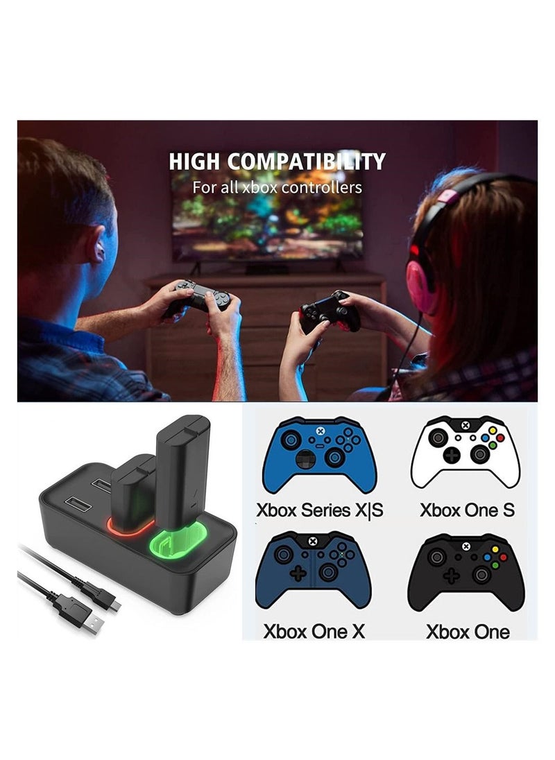 Rechargeable Battery Pack for Xbox Battery Pack Xbox One/S/X/Xbox One Elite/Xbox Series S/X, with 2 x 800mAh, USB Xbox One Controller Battery Charger Kit, Fast Charging, LED Indicator
