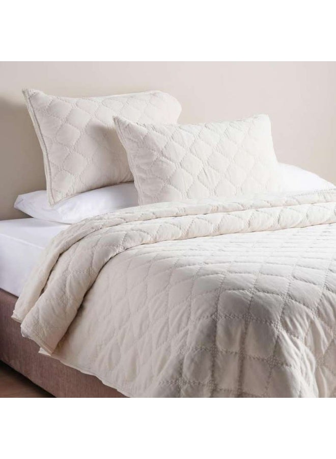 Pan Home Ivory Cotton Velvet Bedspread Set for Home - Image 2