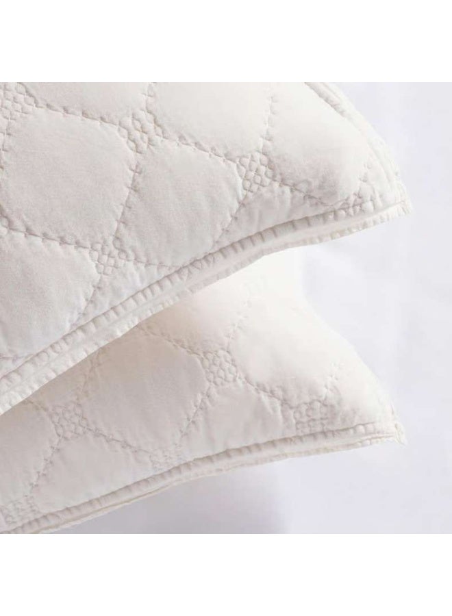 Pan Home Ivory Cotton Velvet Bedspread Set for Home - Image 4