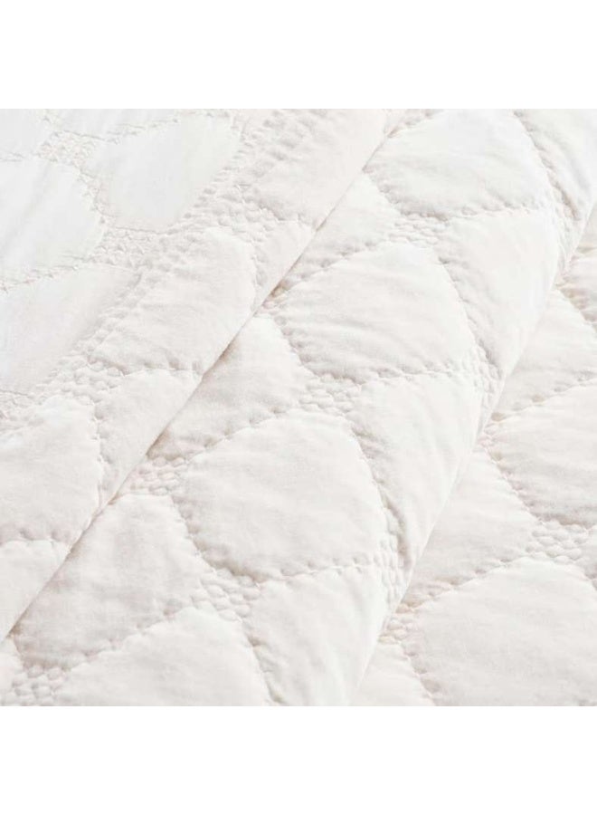 Pan Home Ivory Cotton Velvet Bedspread Set for Home - Image 3