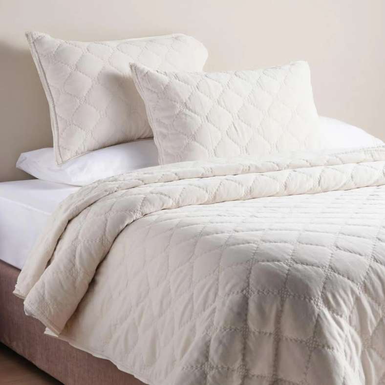 Pan Home طقم غطاء سرير من مخمل القطن العاجي للمنزل - Image 1