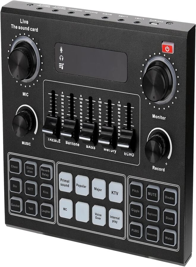 SUKILO Live V9 Sound Card with BM800 Condenser Microphone Kit – Professional Suspension Mic Set for Streaming, Podcasting, Gaming, Music Recording – with DSP Chip, BT, Filters – Black  - Image 2