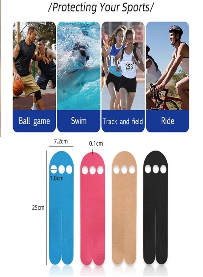 Xemz Kinesiology Tape for Wrist, 4 Pairs Breathable Elastic Cotton Athletic Tape Bowling Wrist Support Brace Tapes, Waterproof Precut Kinesiology Tape Hand Sports Tapes for Wrists Pain Relief Carpal Tunnel - Image 2