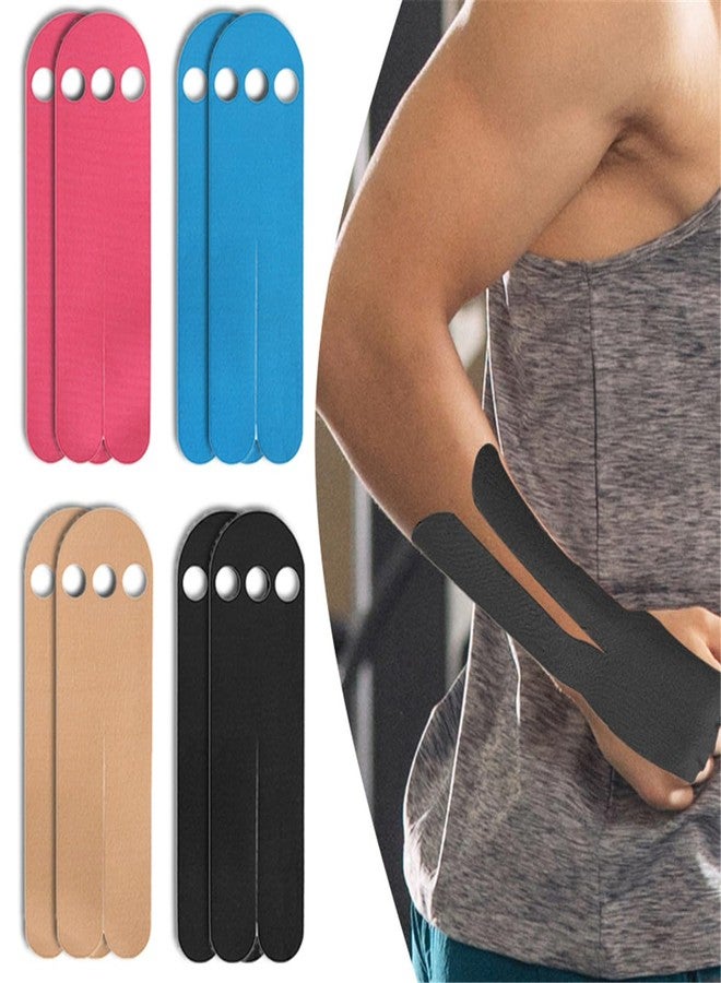 Xemz Kinesiology Tape for Wrist, 4 Pairs Breathable Elastic Cotton Athletic Tape Bowling Wrist Support Brace Tapes, Waterproof Precut Kinesiology Tape Hand Sports Tapes for Wrists Pain Relief Carpal Tunnel - Image 1