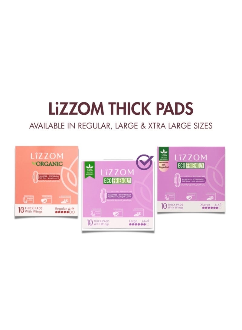 LiZZOM Organic THICK Night Sanitary Pads with Wings, Large Size, Pack of 3 (30 Pads), Bamboo Top Sheet, Biodegradable Back Sheet - Image 4