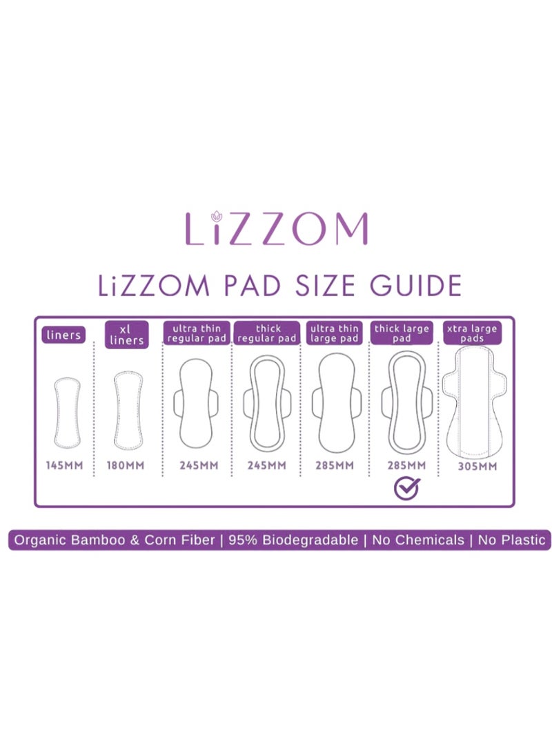 LiZZOM Organic THICK Night Sanitary Pads with Wings, Large Size, Pack of 3 (30 Pads), Bamboo Top Sheet, Biodegradable Back Sheet - Image 3
