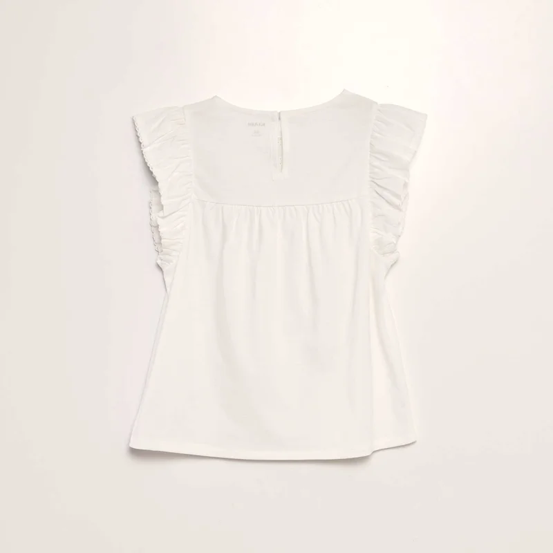 Kiabi T-Shirt With Broderie Anglaise White