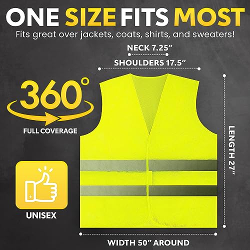 PeerBasics Safety Vests 10 Pack - Yellow Reflective High Visibility, Hi Vis Silver Strip, Men Women, Work, Cycling, Runner, Surveyor, Volunteer, Crossing Guard, Road, Construction, Neon (Mesh, 10) - Image 5