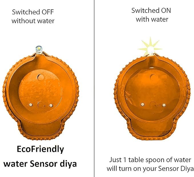 NISHIV Water Sensor Led Diyas No Oil No Electricity EcoFriendly led Light Diva Artificial Diya with LED Light Battery Operated Traditional Diya Flameless and Smokeless Water Sensor Diva Pack of 12 - Image 5
