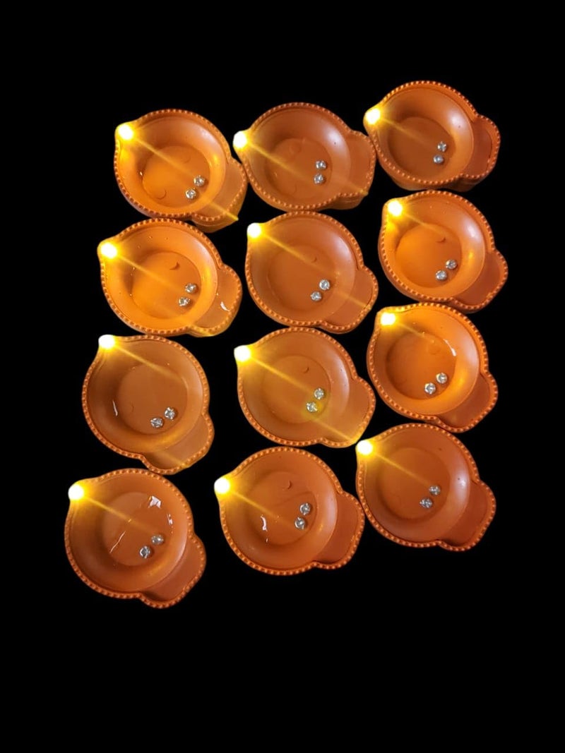 NISHIV Water Sensor Led Diyas No Oil No Electricity EcoFriendly led Light Diva Artificial Diya with LED Light Battery Operated Traditional Diya Flameless and Smokeless Water Sensor Diva Pack of 12 - Image 2