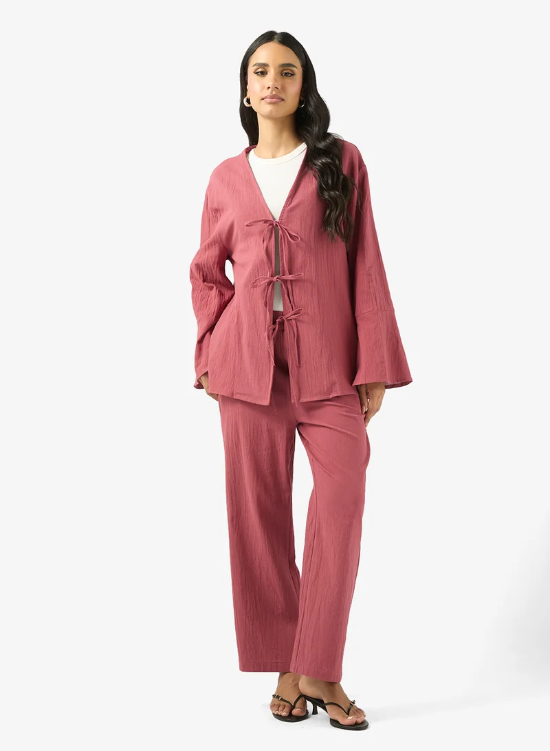 Ginger Relaxed Fit Tie Up Top & Pant Coord Set