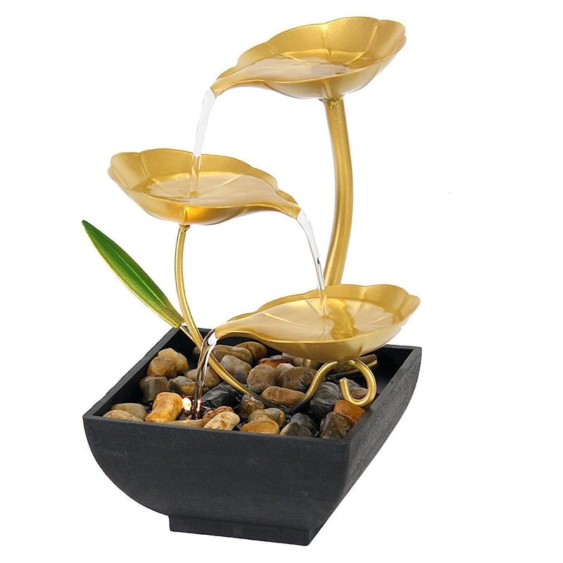 LOCKET Tabletop Water Fountain Home Decor Ornaments with Waterfall Desktop Leaf Fountains Deep Basin and Natural River Rocks Indoor Zen Relaxation for Office Living Room Bedroom Decor - Image 1