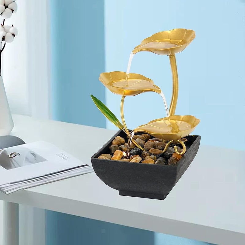 LOCKET Tabletop Water Fountain Home Decor Ornaments with Waterfall Desktop Leaf Fountains Deep Basin and Natural River Rocks Indoor Zen Relaxation for Office Living Room Bedroom Decor - Image 3