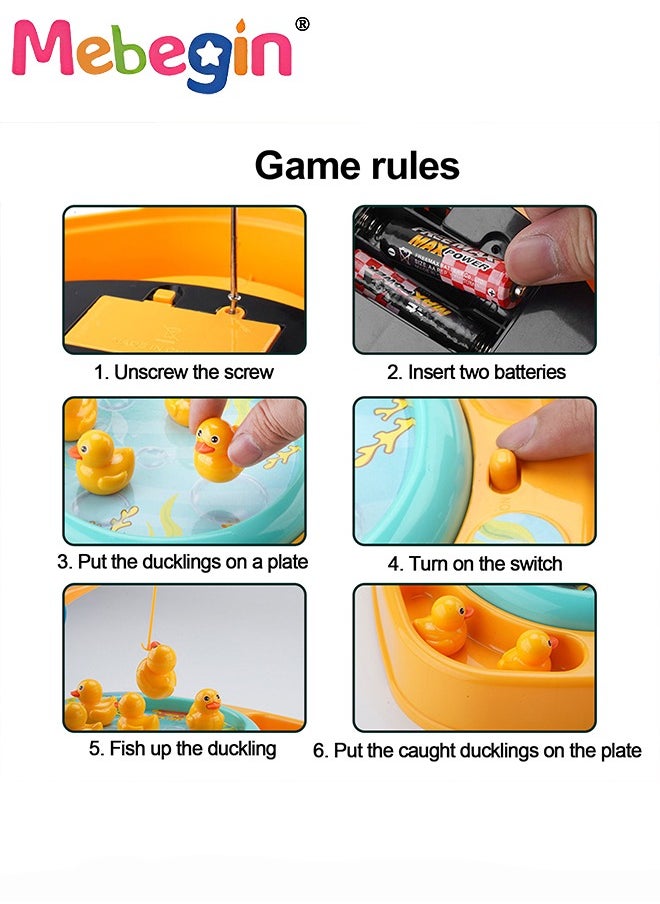 MEBEGIN - Magnetic Fishing Game for Kids, Musical Fishing Toy Set with 10 Ducks and 2 Fishing Rods, Creative Board Game, Fun for Family Time, Ideal Gift for Kids Aged 3+, 2 AA Batteries Required(Not Included) - Image 1