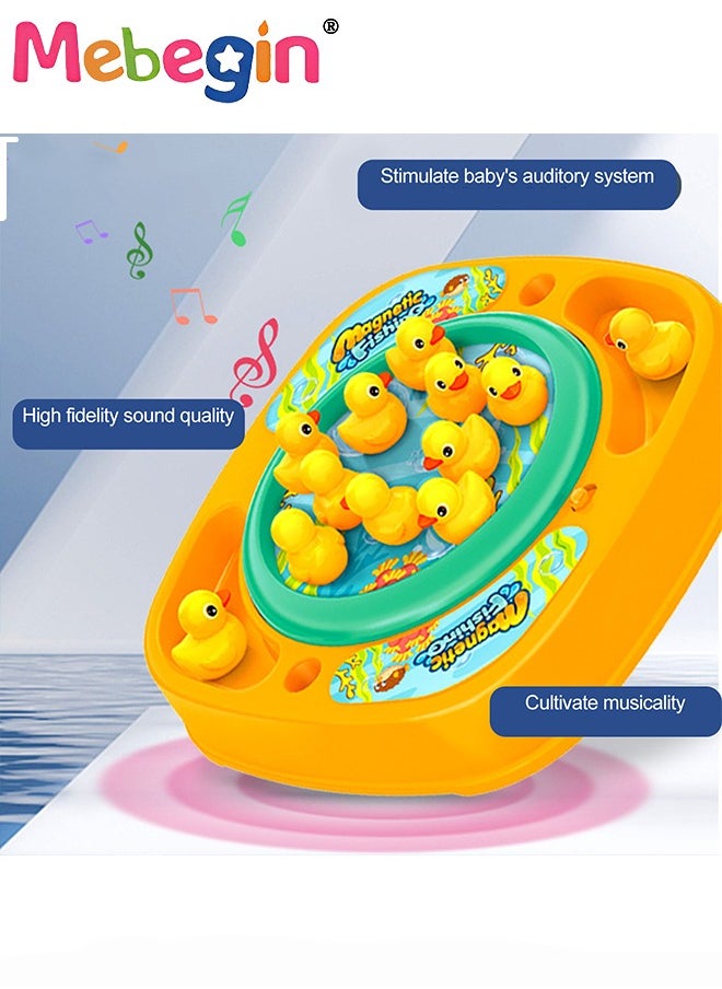 MEBEGIN - Magnetic Fishing Game for Kids, Musical Fishing Toy Set with 10 Ducks and 2 Fishing Rods, Creative Board Game, Fun for Family Time, Ideal Gift for Kids Aged 3+, 2 AA Batteries Required(Not Included) - Image 1