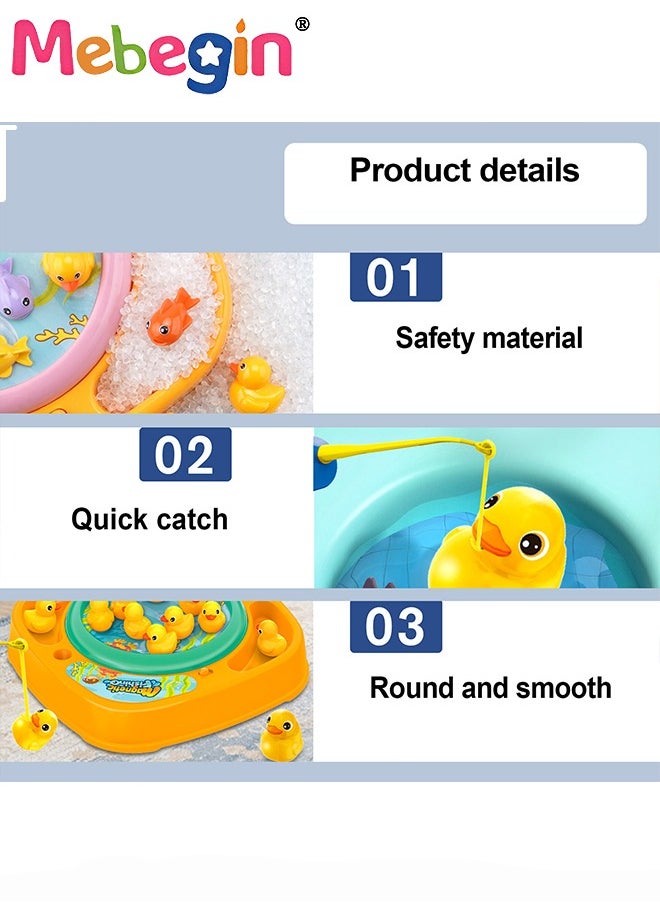 MEBEGIN - Magnetic Fishing Game for Kids, Musical Fishing Toy Set with 10 Ducks and 2 Fishing Rods, Creative Board Game, Fun for Family Time, Ideal Gift for Kids Aged 3+, 2 AA Batteries Required(Not Included) - Image 1