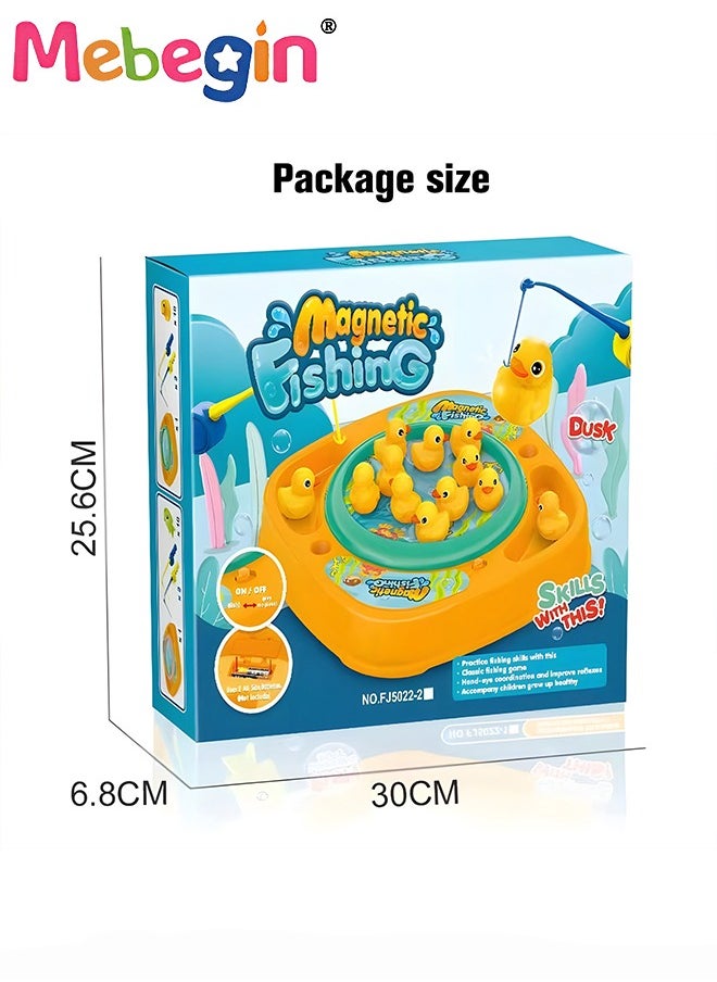 MEBEGIN - Magnetic Fishing Game for Kids, Musical Fishing Toy Set with 10 Ducks and 2 Fishing Rods, Creative Board Game, Fun for Family Time, Ideal Gift for Kids Aged 3+, 2 AA Batteries Required(Not Included) - Image 1