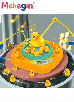 Magnetic Fishing Game for Kids, Musical Fishing Toy Set with 10 Ducks and 2 Fishing Rods, Creative Board Game, Fun for Family Time, Ideal Gift for Kids Aged 3+, 2 AA Batteries Required(Not Included)