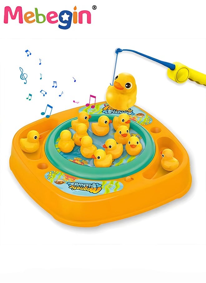 MEBEGIN - Magnetic Fishing Game for Kids, Musical Fishing Toy Set with 10 Ducks and 2 Fishing Rods, Creative Board Game, Fun for Family Time, Ideal Gift for Kids Aged 3+, 2 AA Batteries Required(Not Included) - Image 1