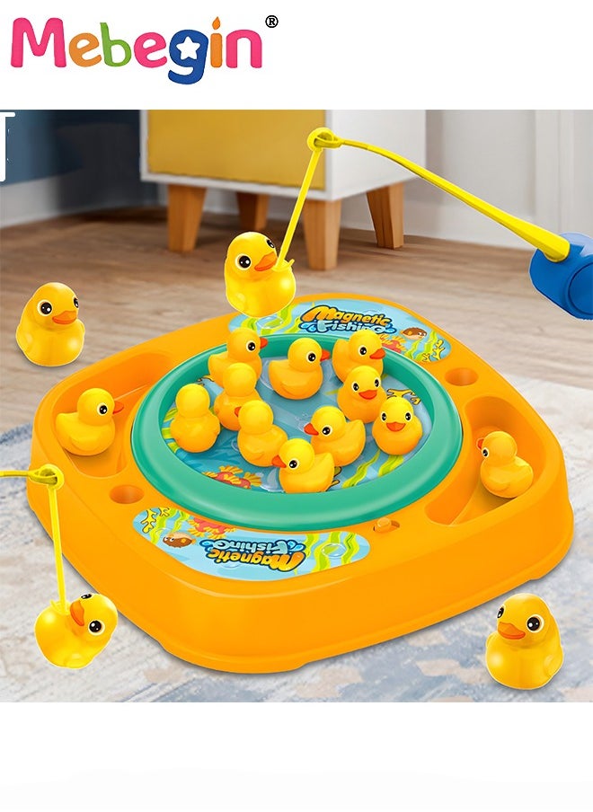 MEBEGIN - Magnetic Fishing Game for Kids, Musical Fishing Toy Set with 10 Ducks and 2 Fishing Rods, Creative Board Game, Fun for Family Time, Ideal Gift for Kids Aged 3+, 2 AA Batteries Required(Not Included) - Image 1