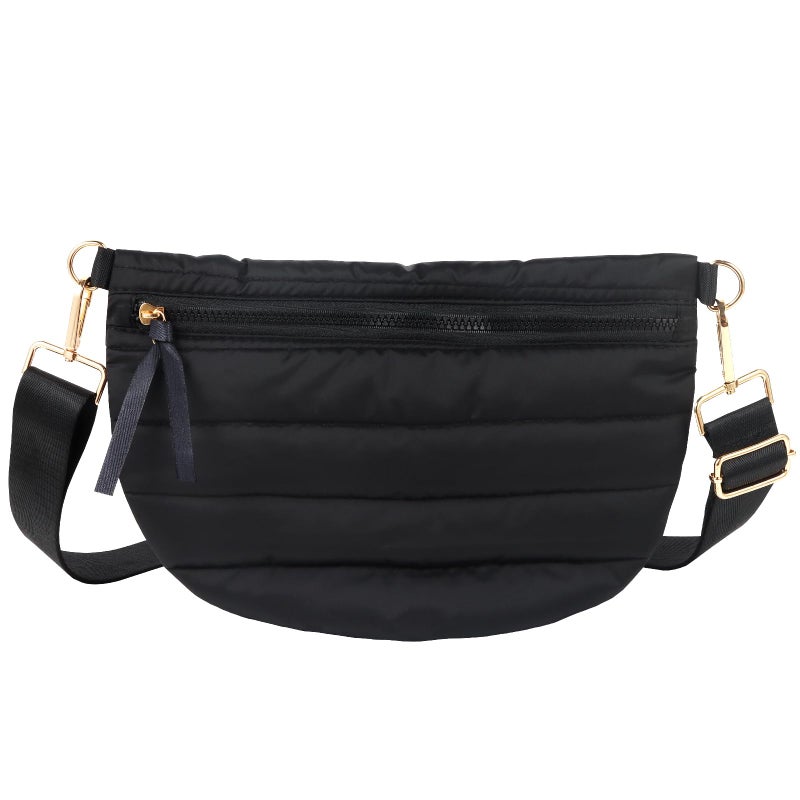 Dealkion Quilted Crossbody Bags for Women Puffer Fanny Pack Sling Bag Puffy Chest Belt Bum Waist Crossbody Purse Bags Quilted Shoulder Bag for Women - Image 1