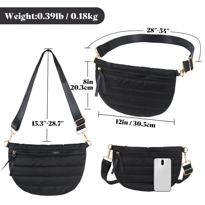 Dealkion Quilted Crossbody Bags for Women Puffer Fanny Pack Sling Bag Puffy Chest Belt Bum Waist Crossbody Purse Bags Quilted Shoulder Bag for Women - Image 4