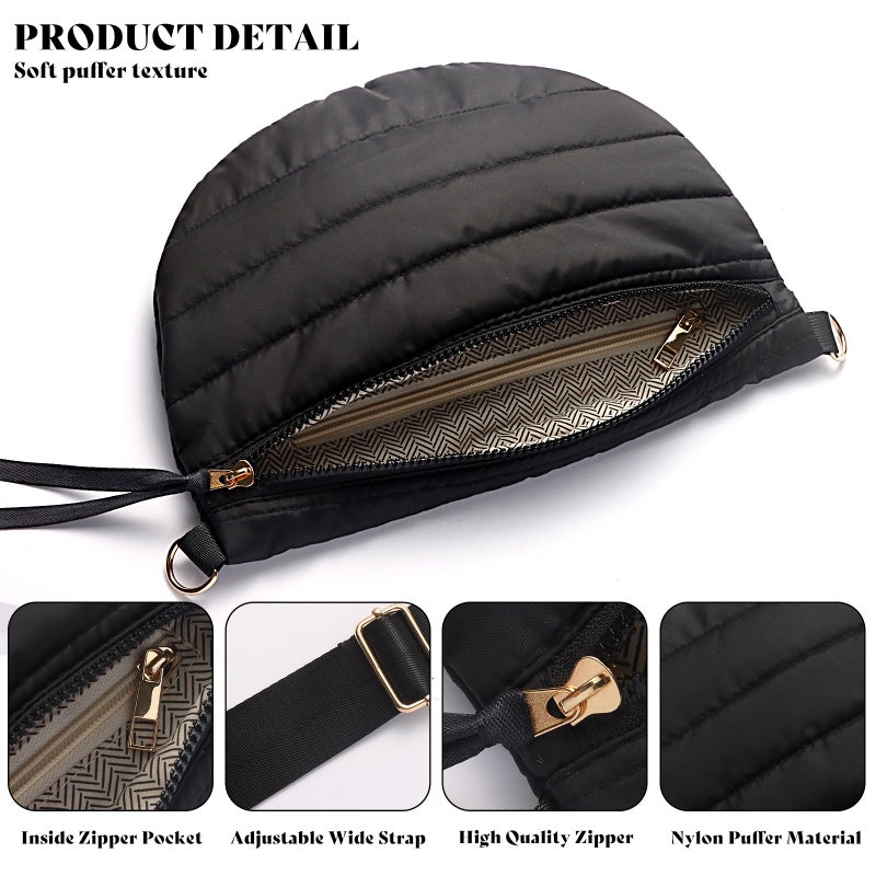 Dealkion Quilted Crossbody Bags for Women Puffer Fanny Pack Sling Bag Puffy Chest Belt Bum Waist Crossbody Purse Bags Quilted Shoulder Bag for Women - Image 3