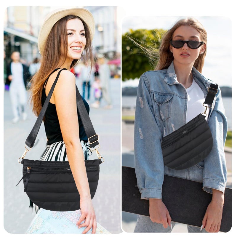 Dealkion Quilted Crossbody Bags for Women Puffer Fanny Pack Sling Bag Puffy Chest Belt Bum Waist Crossbody Purse Bags Quilted Shoulder Bag for Women - Image 5