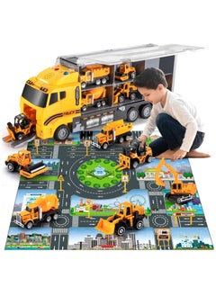 KASTWAVE Toddler Toys for 3 4 5 6 Years Old Boys, Die-cast Construction Toys Car Carrier Vehicle Toy Set , Kids Toys Truck Alloy Metal Car Toys Set for Age 3-9 Toddlers Kids Boys & Girls  - Image 2