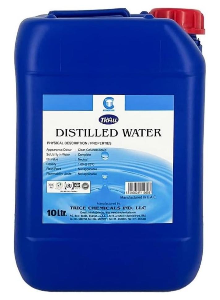 THRILL DISTILLED WATER 10L CAN Â€“ PREMIUM PURITY FOR AUTOMOTIVE, LABORATORY, INDUSTRIAL, AND HOUSEHOLD NEEDS - Image 1
