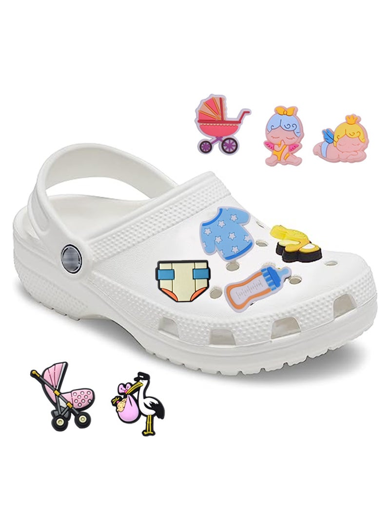 26PCS Cartoon Baby Product Theme Shoe Charms for Sandals Bracelet Wristband Funny DIY Kids Gifts Kawaii Shoe Accessories - Image 3