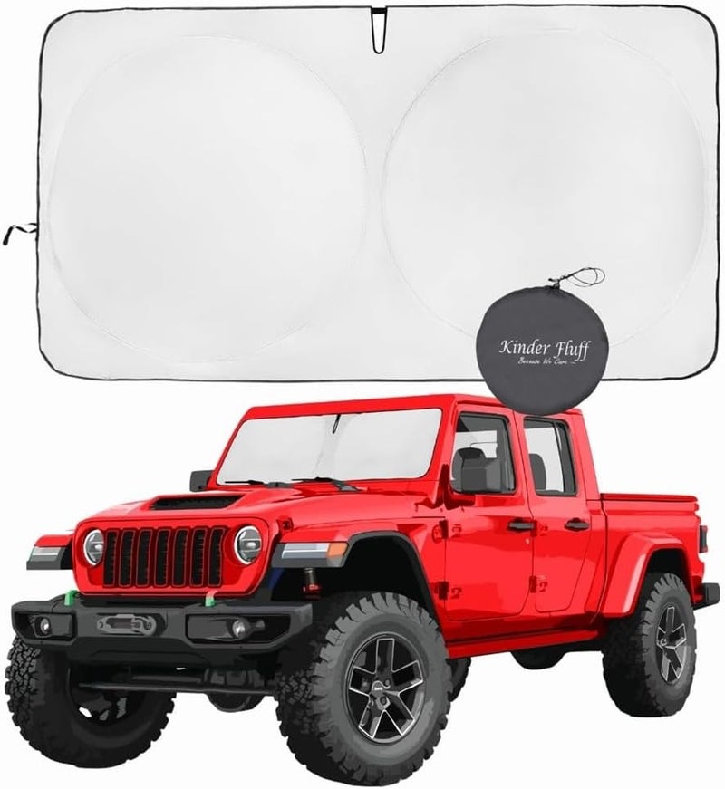 Windshield Sunshade for Jeep Wrangler, Rubicon, Sahara, Gladiator, Sport S, Willys 41, High Altitude, 4xe | Certified Car Window Shade Blocks 99.9% UVR | Automotive Accessories Summer - Image 1