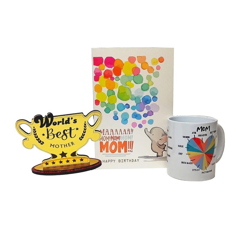 Northland Happy Birthday Mother Greeting Card Gift Combo Coffee Mug World Best Mother Trophy Greeting Card Birthday Gift for Mother - Image 1