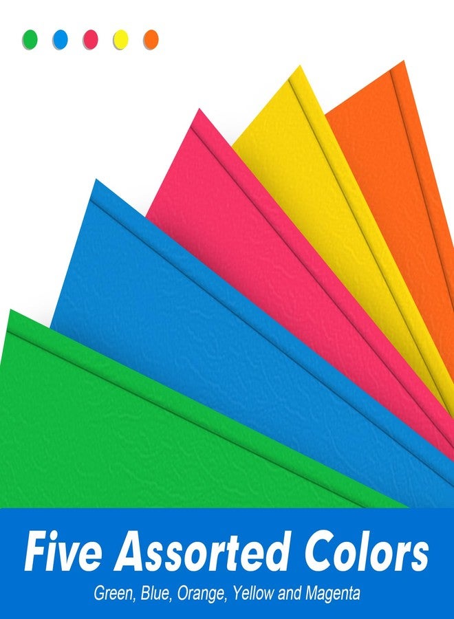 RAZCC Two Pocket Folders, RAZCC 100 Pack Two Pocket with Prongs, 3 Prong Folders Fit Letter Size Paper, Pocket Paper File Folders for School Office Home Business, Assorted 5 Colors - Image 5