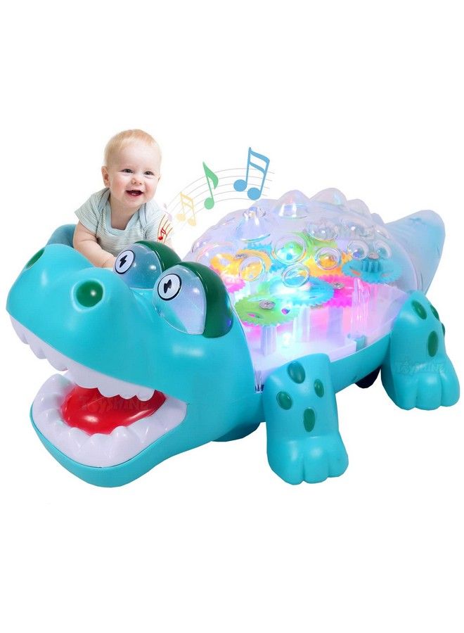 Toyshine Geared Crocodile Concept Musical And 3D Lights Kids Transparent Toy Toy For 2 To 5 Year Kids Baby Toy Multicolor - Image 1