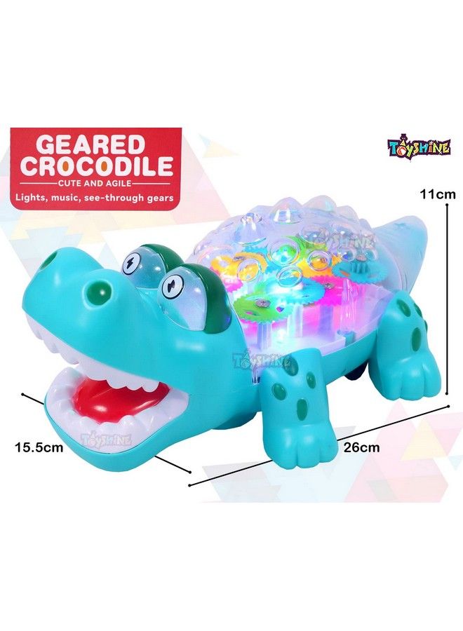 Toyshine Geared Crocodile Concept Musical And 3D Lights Kids Transparent Toy Toy For 2 To 5 Year Kids Baby Toy Multicolor - Image 5