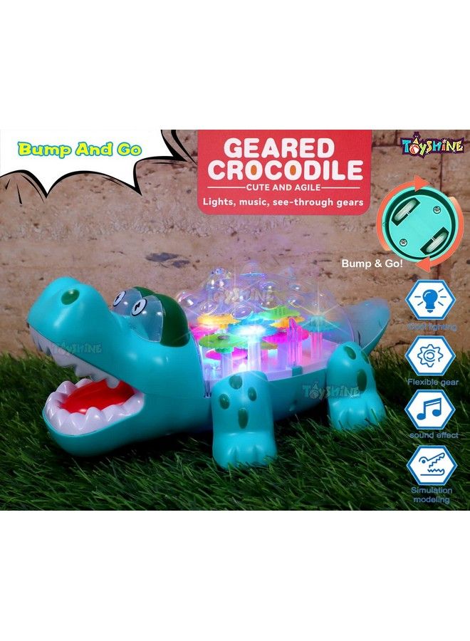 Toyshine Geared Crocodile Concept Musical And 3D Lights Kids Transparent Toy Toy For 2 To 5 Year Kids Baby Toy Multicolor - Image 3